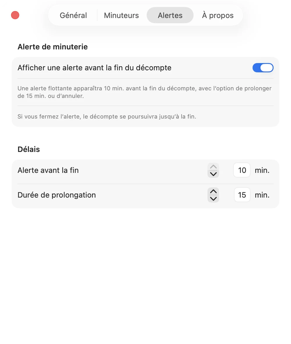 Une alerte flottante par-dessus un film en plein écran, proposant de prolonger ou d'annuler.